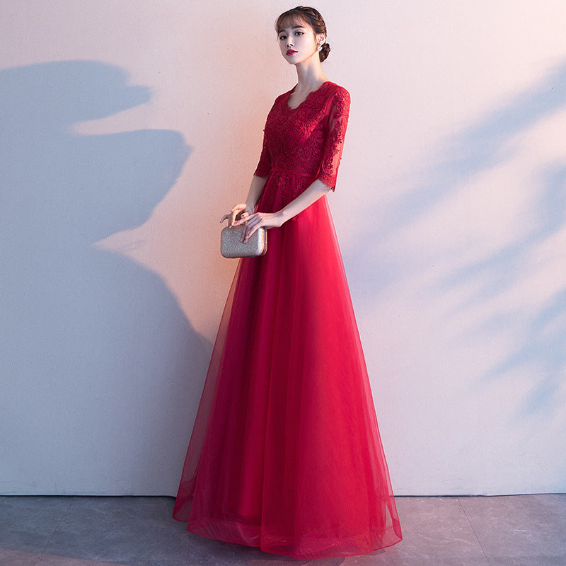 Evening Dress for Women 2024 Summer New Banquet Elegant Long Dress Show Thin Black Socialite Annual Meeting Dress