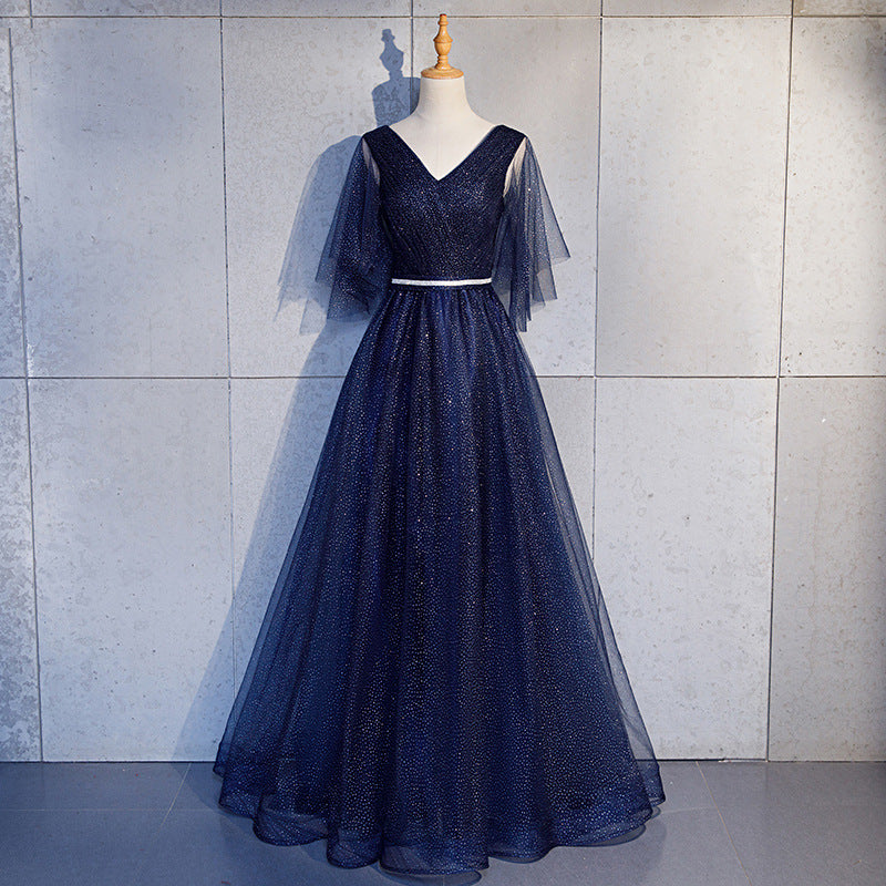 Chorus Dress 2024 New Mesh Elegant Long Banquet Dress Host Annual Meeting Chorus Costume Women