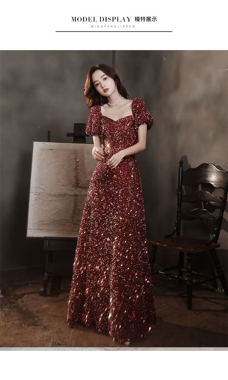 3183 Evening Dress Women's New Annual Party Banquet Temperament Entry Lux Niche High-End Host High Sense Dress