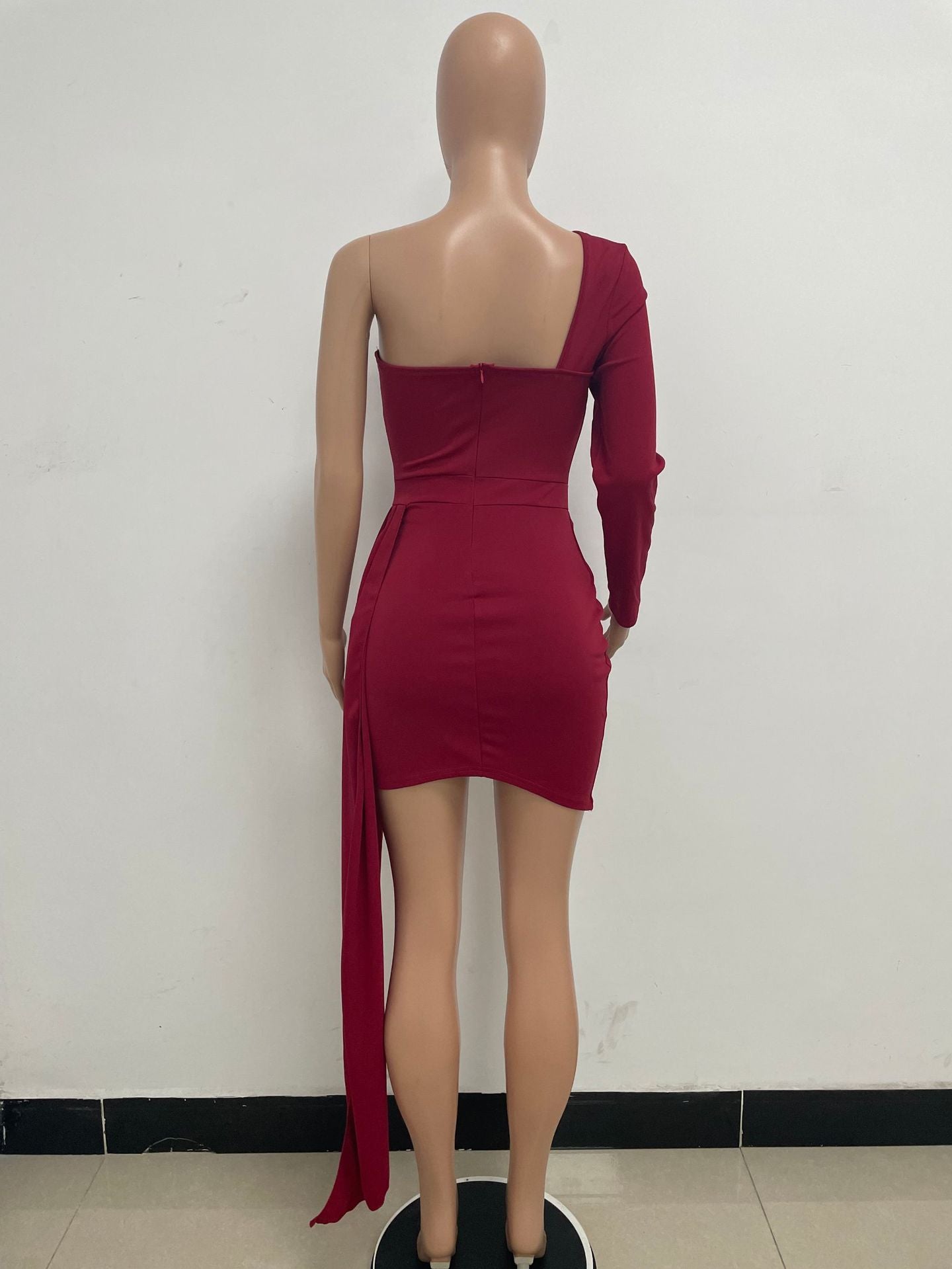 Summer Women's Dress Solid Color Backless Pleated Hip Skirt EBay Independent Stand Shoulder Long Sleeve Ribbon Dress Women