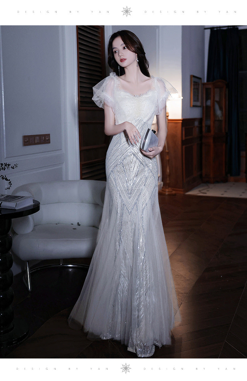 French Evening Dress Women's Banquet 2024 Fairy High-End Affordable Luxury Niche Dinner High-End High Sense Host Adult