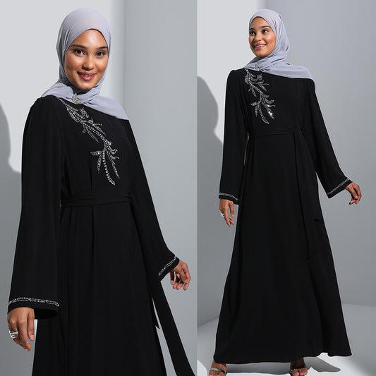 M258# Muslim Women's Wear Cross-Border Foreign Trade Independent Station Hot Drilling Elegant Djellaba Dress