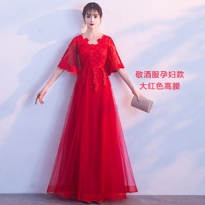 Bridal Toast Clothing 2024 New Autumn Plump Girls plus Size Slim Fit Slimming High Waist Maternity Wedding Evening Dress