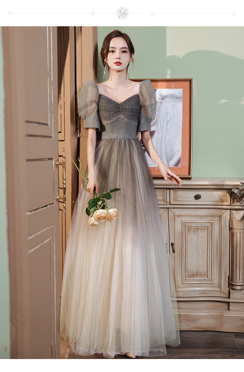 French Evening Dress for Women Light Luxury Minority High-End Banquet Elegant Art Exam High Sense Adult Formal Dress Dress Summer