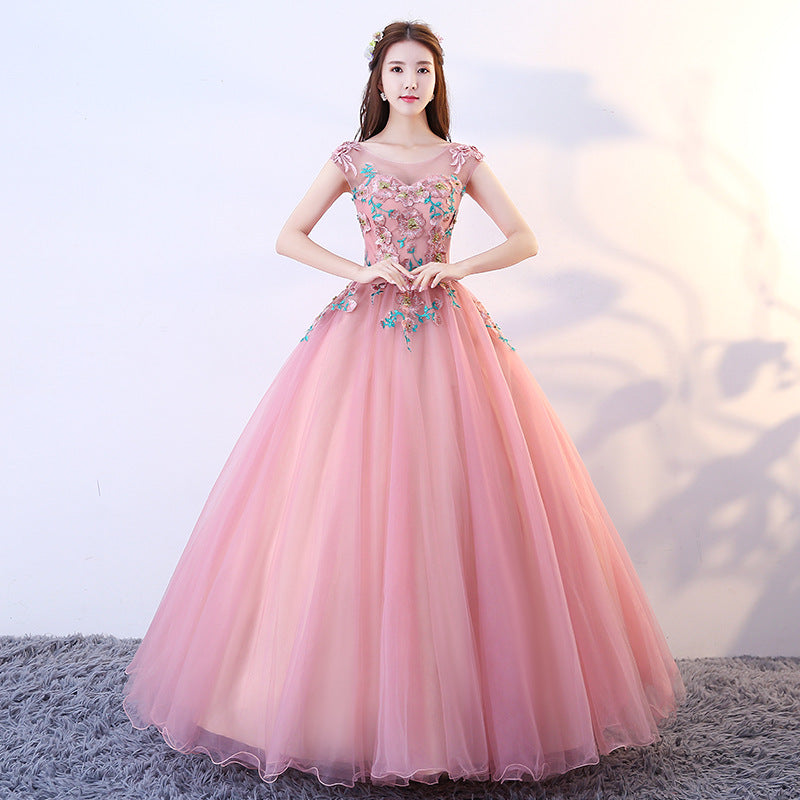 2024 New Colorful Wedding Dress Solo Performance Costume Pettiskirt Vocal Chorus Art Examination Host Dress for Women