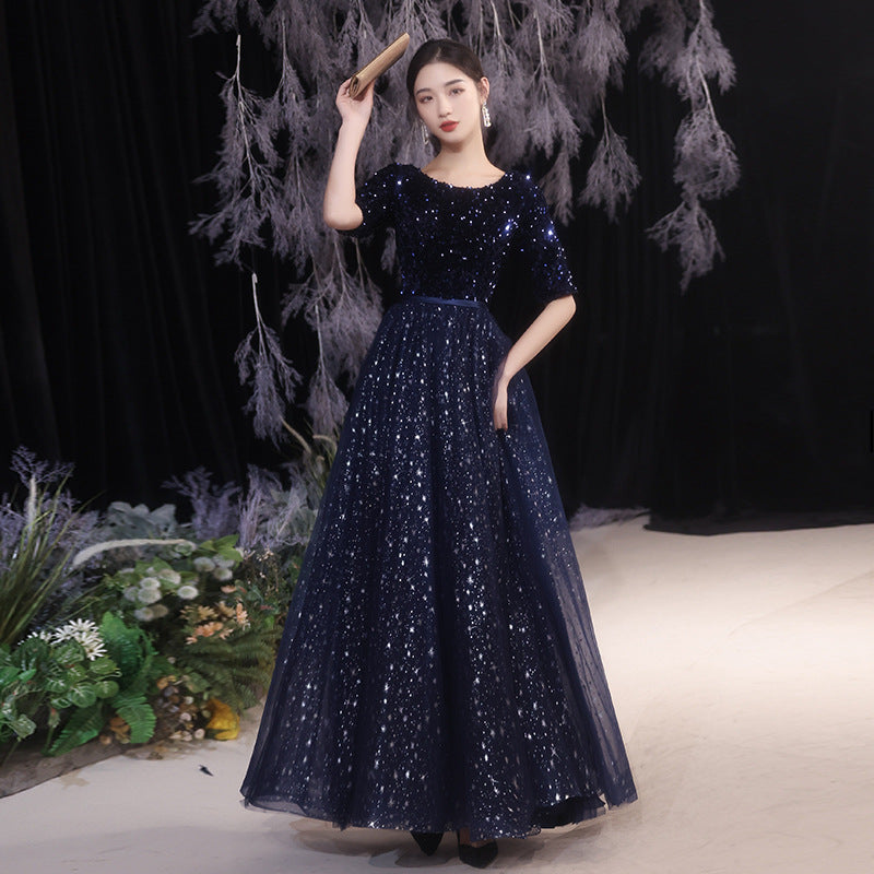 Annual Party Evening Dress Women's 2024 New Banquet Temperament High-End Affordable Luxury Niche Adult Ceremony Choral Performance Host Dress