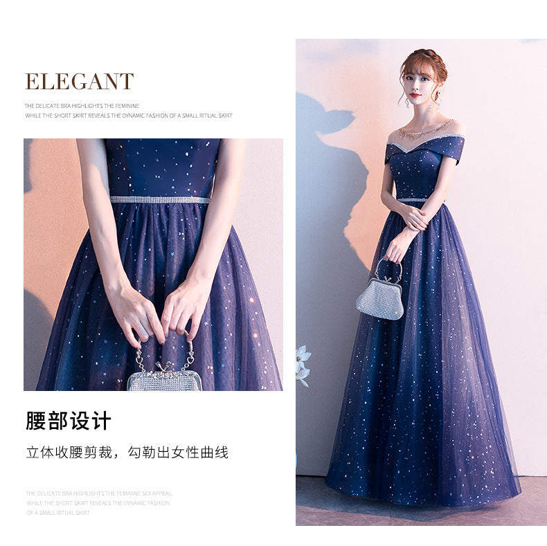 Choir Performance Dress 2024 New Elegant Host Banquet Evening Dress Starry Sky Fairy Long Women