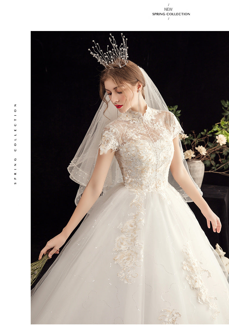 Mori Travel Photography Light Wedding Dress 2024 New Bride Temperament Small Size Floor-Length French Slimming Princess Wedding Dress