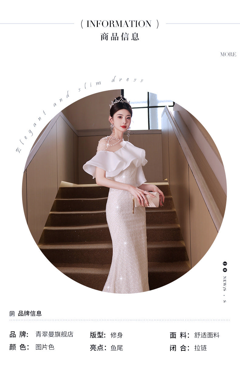 Evening Dress for Women Light Luxury Minority High-End High-Grade Host French Fishtail Heavy Industry Party Elegant
