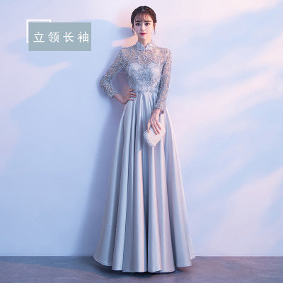 Long Bridesmaid Dress 2024 New Spring and Summer Korean Style Slim Fit Slimming Sisters Group Dress Performance Graduation Dress for Women