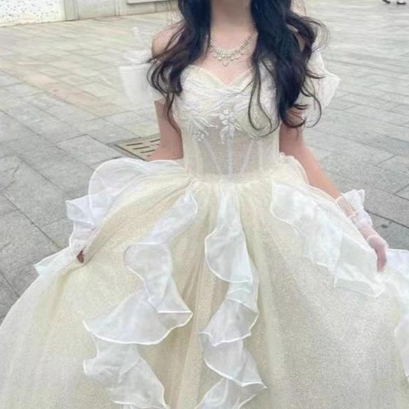 Princess Escape Evening Dress High-End Affordable Luxury 2024 New Fairy Host Pettiskirt Vocal Music Art Test Adult Ceremony