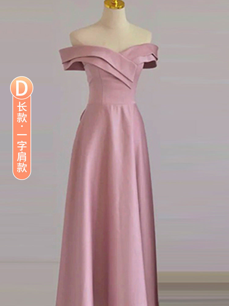 Bridesmaid Dress for Women 2024 New Summer Pink Small Wedding Daily Style Fairy Temperament Ladybros' Dress Women