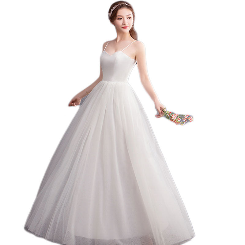Performance Evening Dress Spring New Wedding Dress Bridesmaid Dress Strap Long Travel Photo Couple Photo Light Wedding Dress