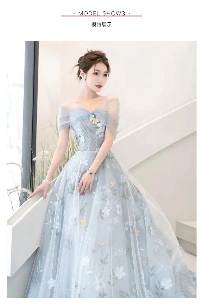 off-Shoulder French Evening Dress 2024 Spring New Banquet FARCENT Mori Style Western Style Host Banquet Evening Dress