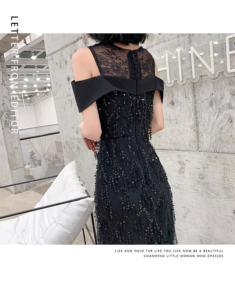 Black Dress for Women 2024 New High-End Affordable Luxury Elegant High-Grade Socialite Host Banquet Evening Dress Dress