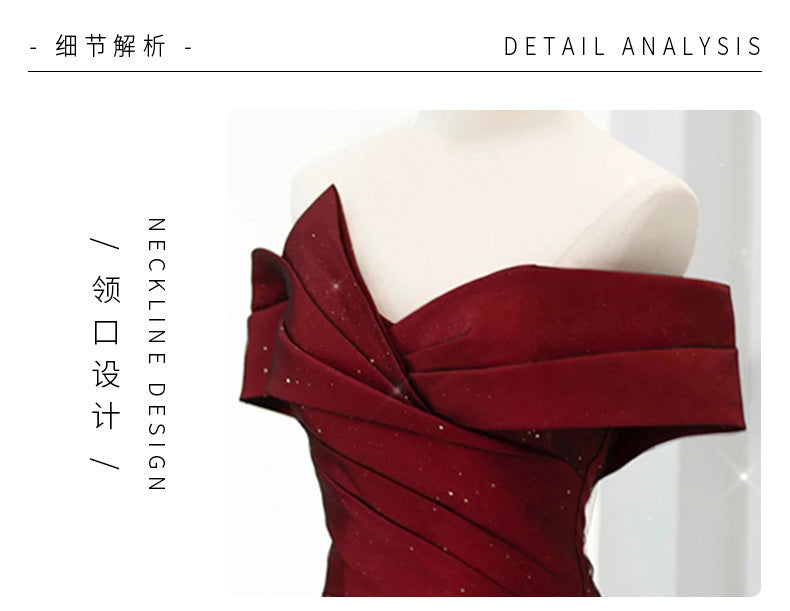 French Toast Clothing Elegant off-Shoulder Red Maternity Bridal Dresses plus Size Plump Girls Slimming Bridal Marriage Engagement Dress