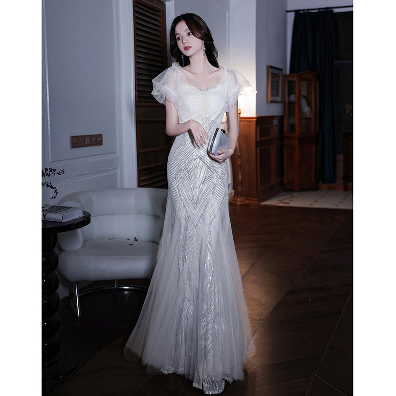 French Evening Dress Women's Banquet 2024 Fairy High-End Affordable Luxury Niche Dinner High-End High Sense Host Adult