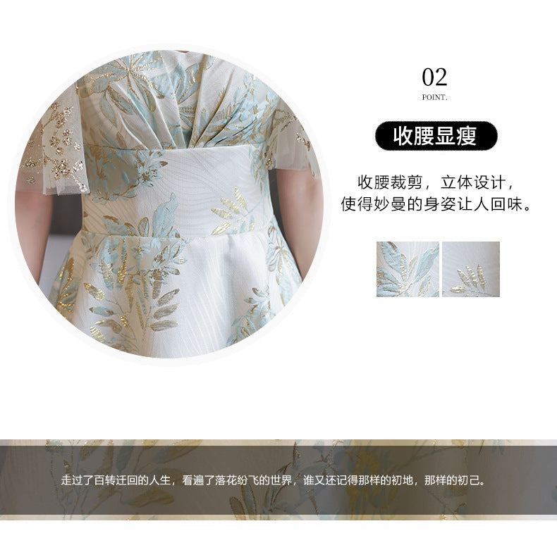 Daily Wearable French Suit 2024 New Summer Floral Bridesmaid Dress Dress Small Banquet Evening Dress