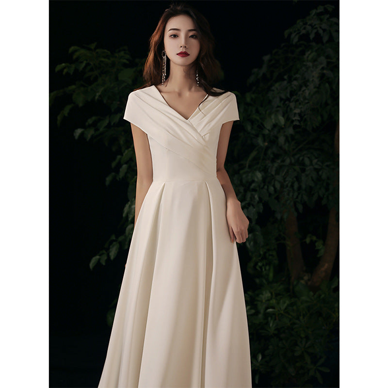 White Elegant Socialite Little Evening Dress Dress Female Registration Certificate Daily Style Birthday Banquet French Dress