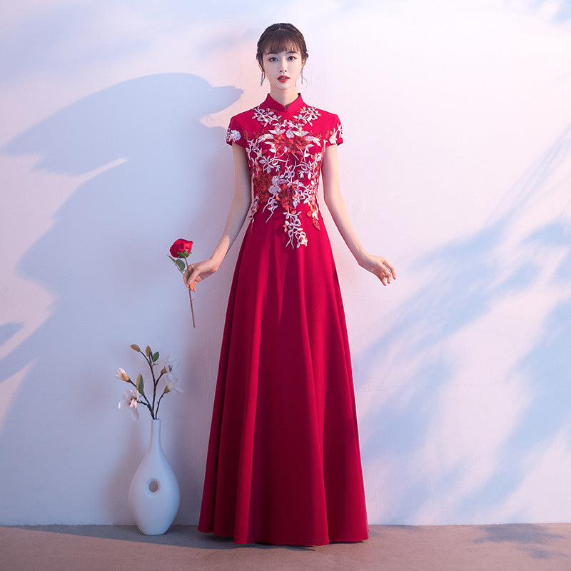 Chinese Style Chorus Competition Dress Women's New Elegant Annual Meeting Host Stand Collar Costume Long Elegant Clothing