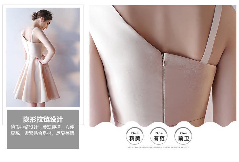 2024 New Banquet Evening Dress Korean Bridesmaid Dress Short Student Party Party Dress Dress Girl