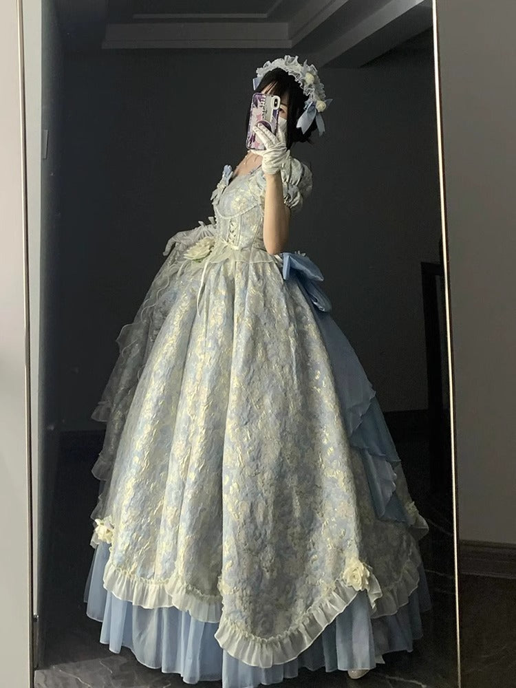 Blue Princess Dress Dress Lolita Dress Female Adult Ceremony Lolita Heavy Industry Trailing Pettiskirt Female Fashion