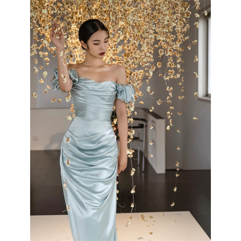 New Chinese Style Morning Gowns Bride Engagement Evening Dress High-End Affordable Luxury Niche Light Wedding Dress Toast Clothing Tube Top Dress