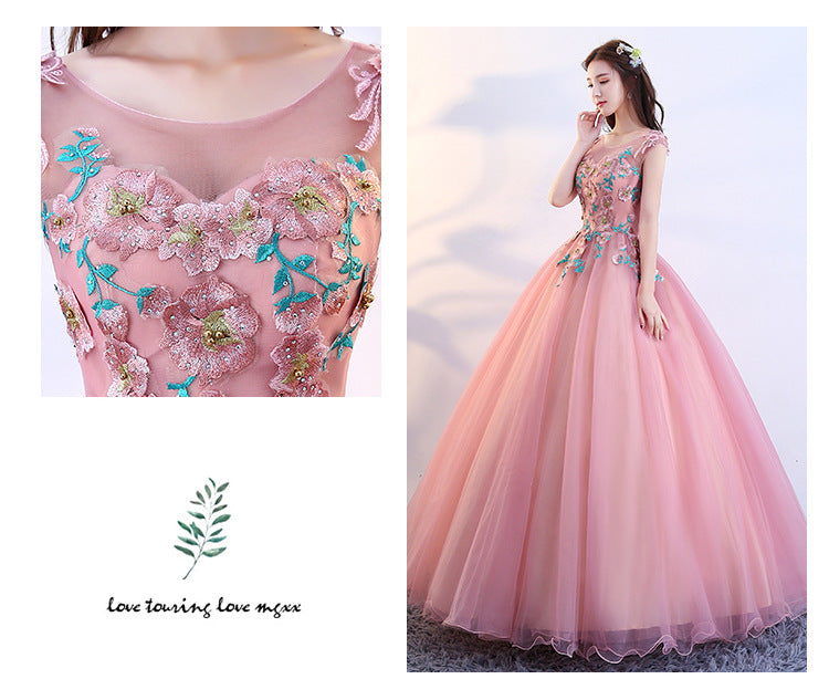 2024 New Colorful Wedding Dress Solo Performance Costume Pettiskirt Vocal Chorus Art Examination Host Dress for Women