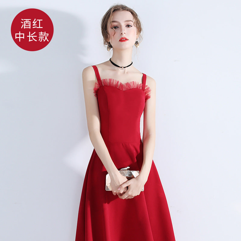 Black Evening Dinner Suit Women's 2024 New Spring Summer Slimming Short Dress Socialite Gathering Dress Banquet