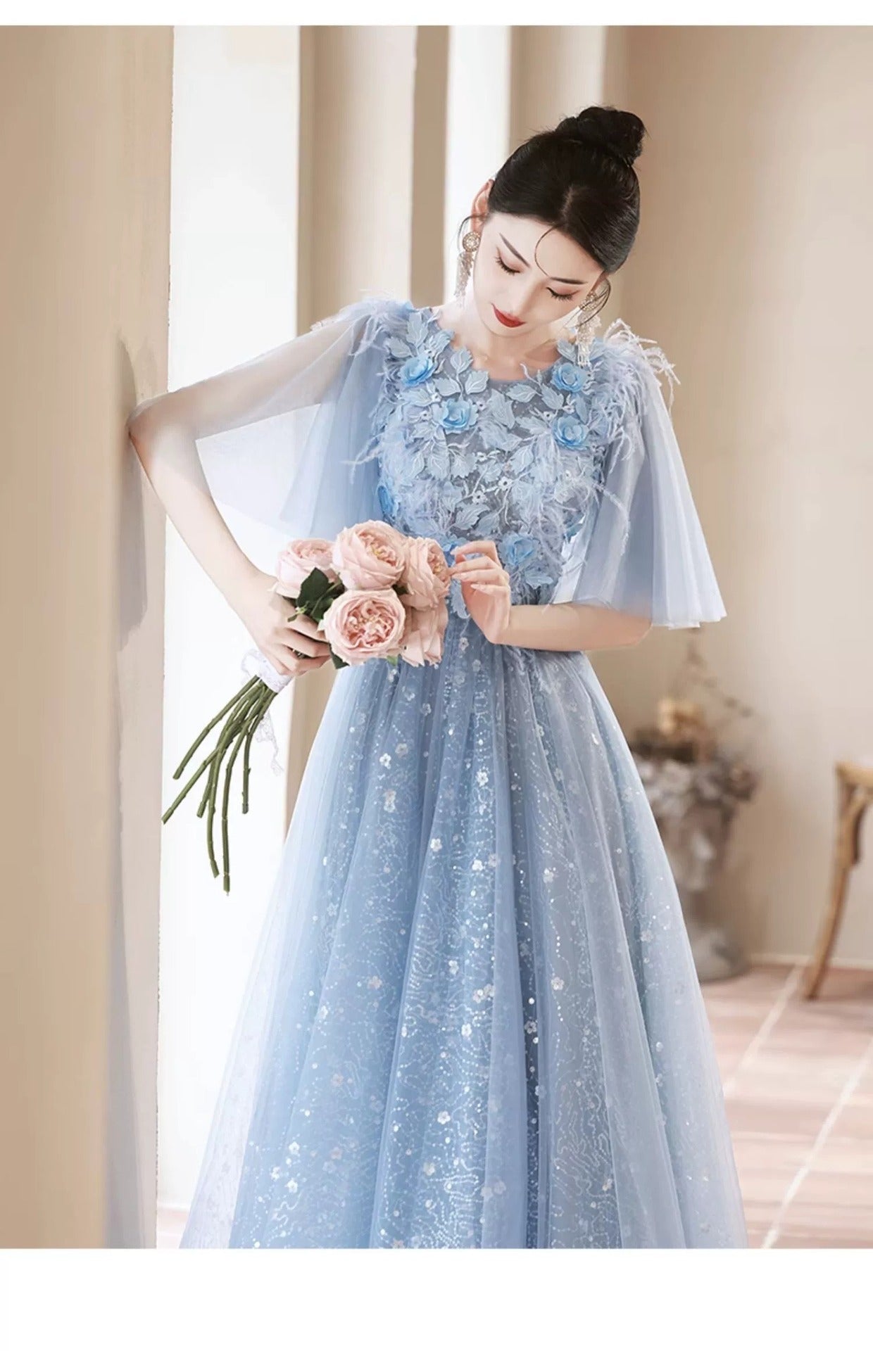 Blue Evening Dress High-End Affordable Luxury Niche Fairy 2024 New High Sense Dinner French Host Long