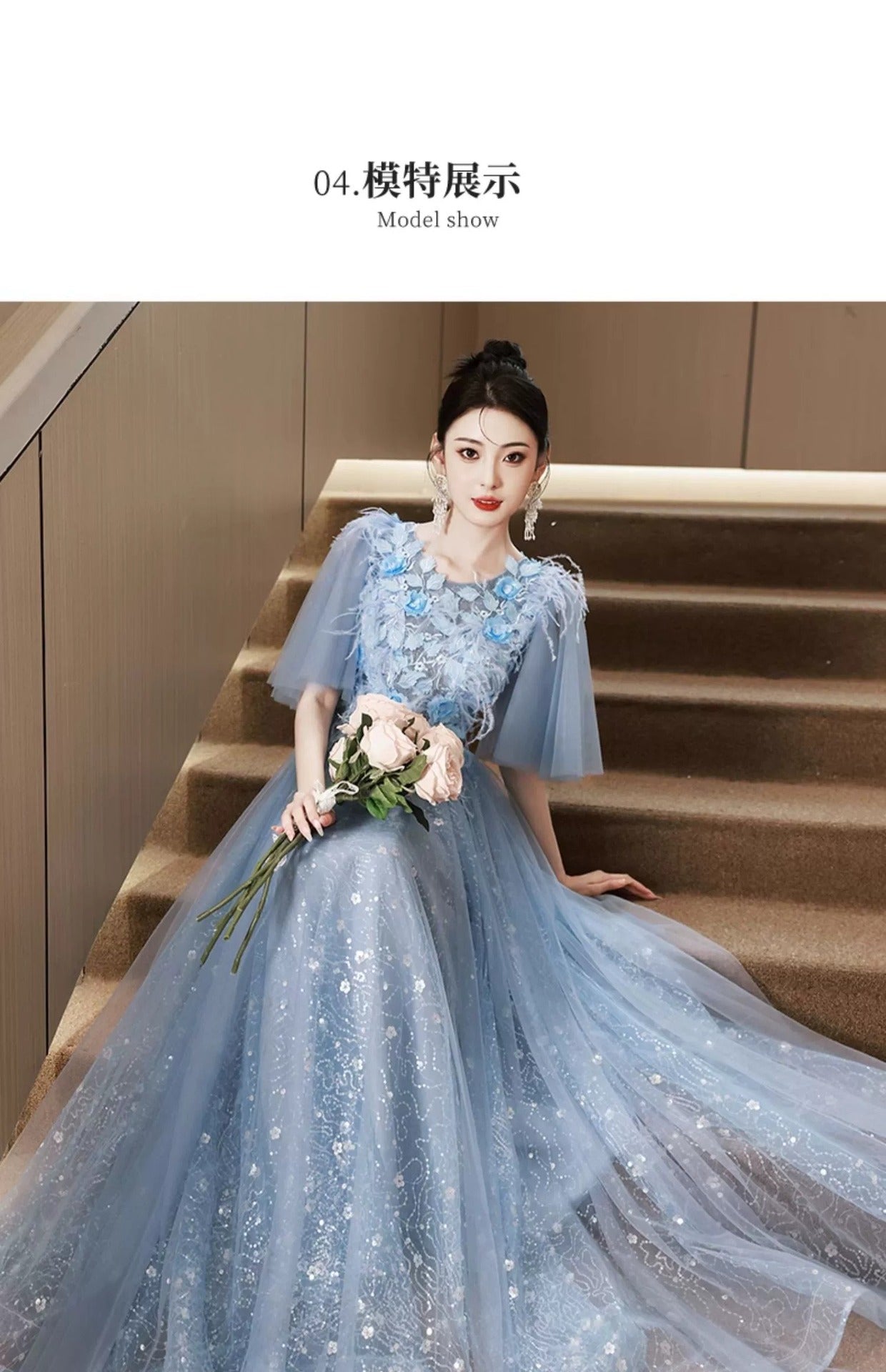 Blue Evening Dress High-End Affordable Luxury Niche Fairy 2024 New High Sense Dinner French Host Long