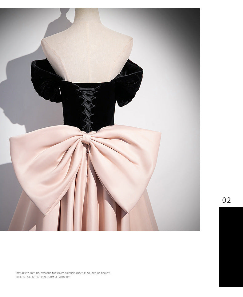 Evening Dress High-End Affordable Luxury Niche French Style High Sense Pink Banquet Annual Meeting Host Solo Vocal Music Art Test