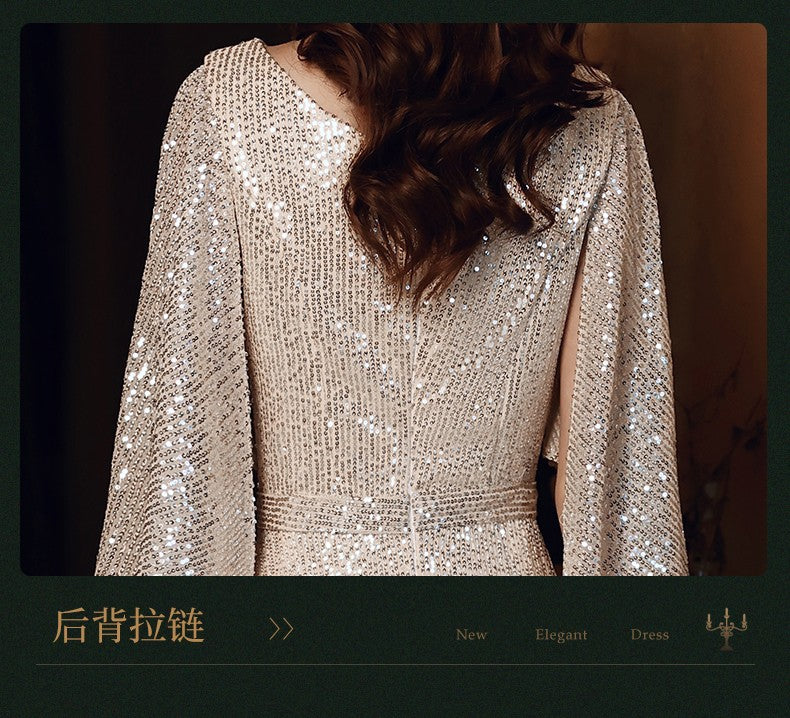 Banquet Evening Dress 2023 New Spring Elegant Golden Socialite Dress Long Host Annual Meeting Dinner Dress