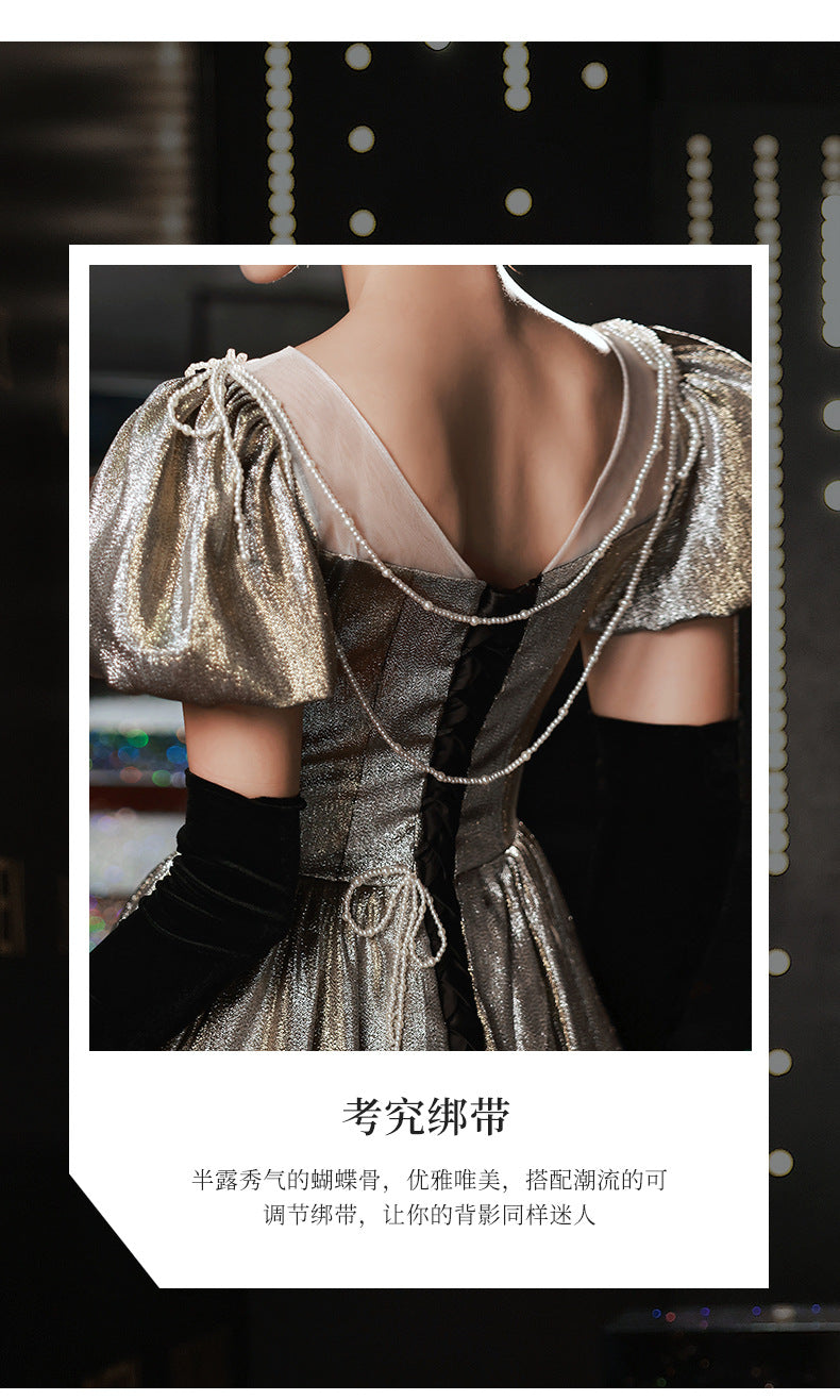 Banquet Evening Dress 2024 New Autumn Art Exam Vocal Music Host Dress Elegant Fairy Temperament Annual Meeting Dress