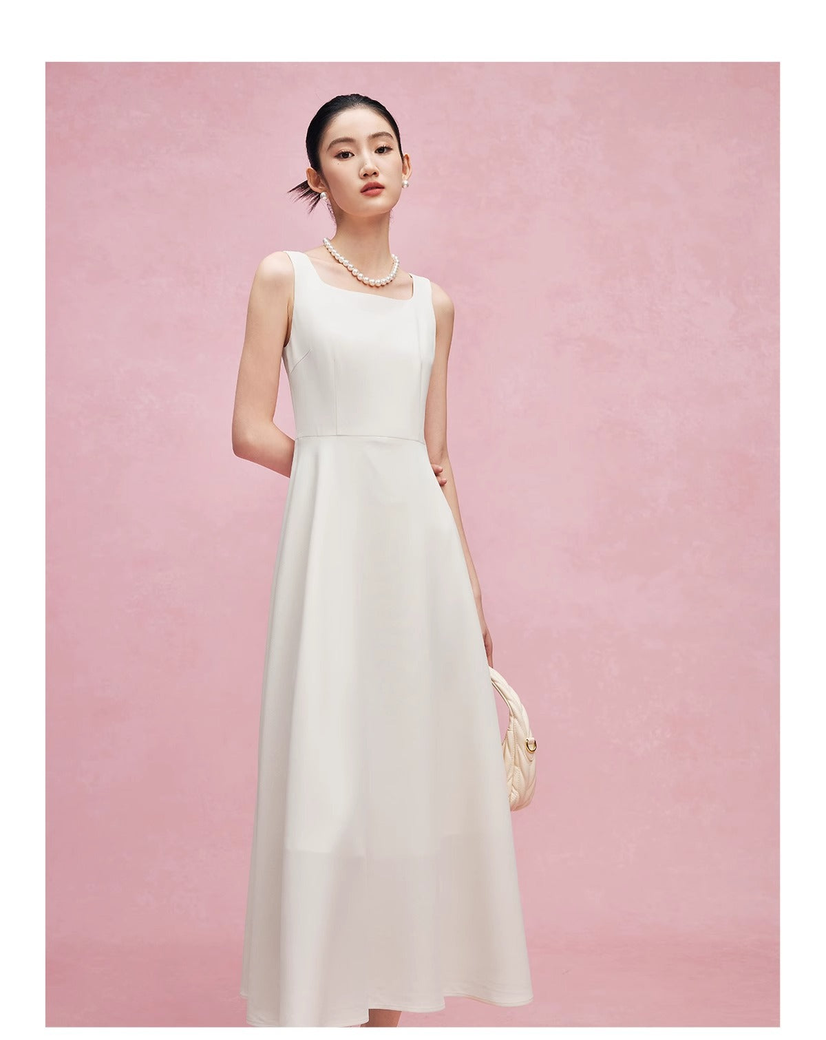 French Style White Dress 2024 New Sleeveless Vest Dress for Women Summer Fashion Slimming Long Dress