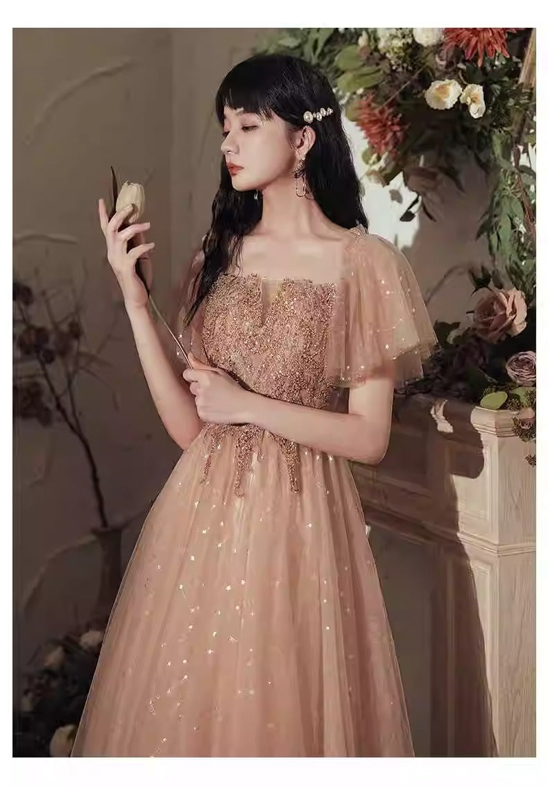 Gray Evening Dress for Women 2024 New High-End Banquet Fairy Temperament Birthday Vocal Music Art Test Dress Light Luxury Minority