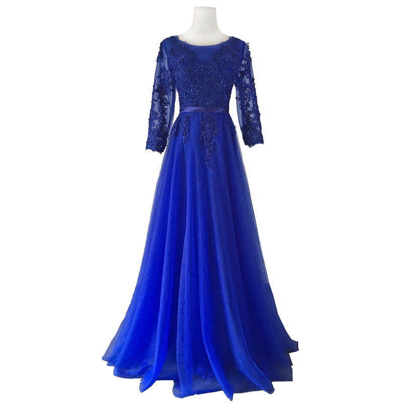 Evening Dress 2024 New Banquet Dignified Elegant Figure Flattering Long Sleeve Party Host Dress Long