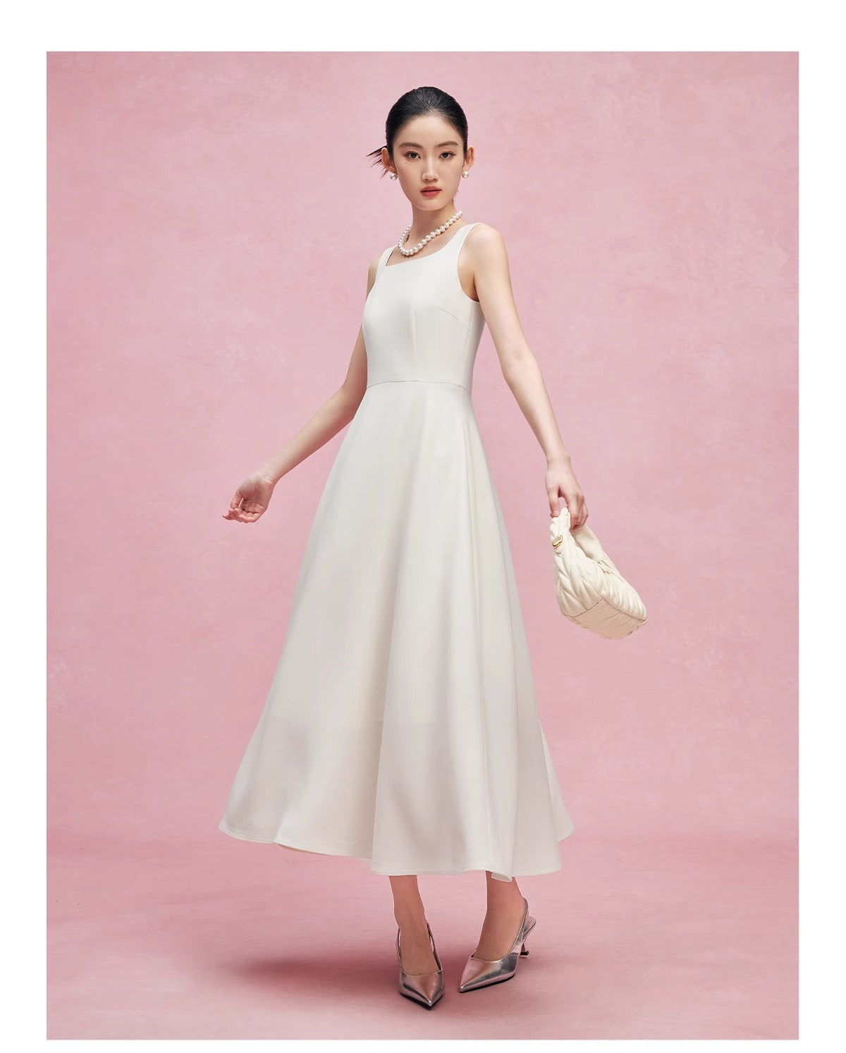 French Style White Dress 2024 New Sleeveless Vest Dress for Women Summer Fashion Slimming Long Dress