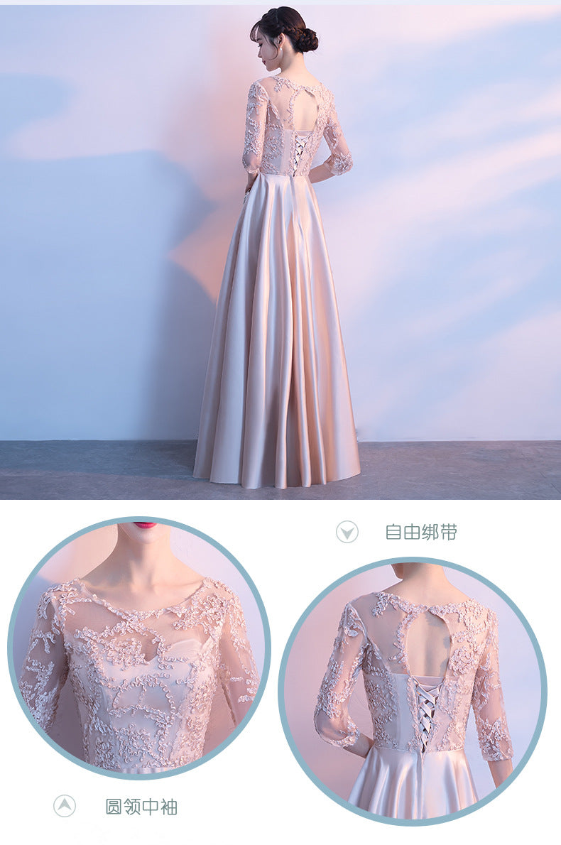 Long Bridesmaid Dress 2024 New Spring and Summer Korean Style Slim Fit Slimming Sisters Group Dress Performance Graduation Dress for Women