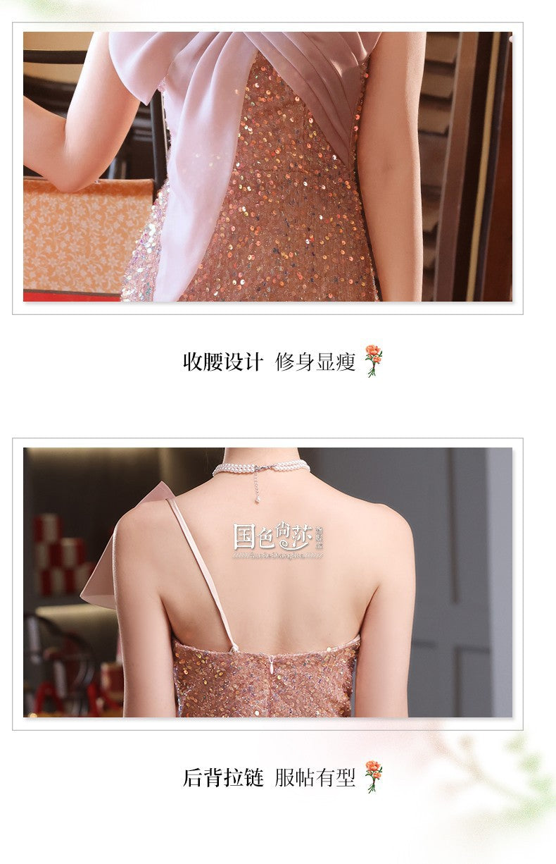 Toast Dress 2024 New Style Pink Bride Small Marriage Engagement High-Grade Wedding Dress Women's Casual Dress