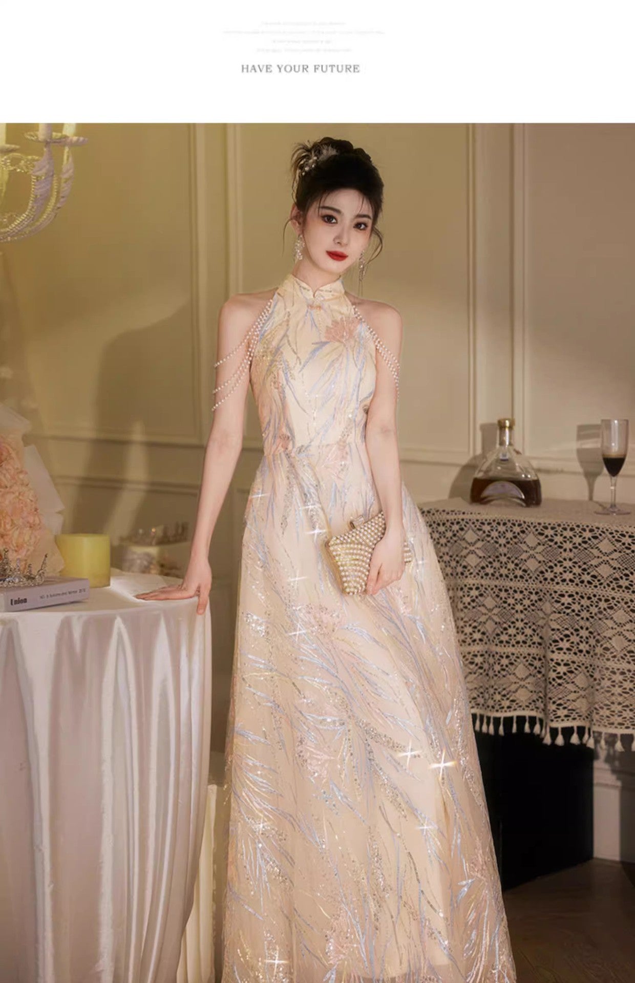 New Chinese Style High-End Light Luxury Engagement Evening Dress Women's 2024 New High-End Toast Dress Bride Temperament Long