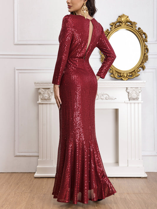 Sequined Evening Dress High-End Affordable Luxury Niche Temperament Adult Ceremony Banquet Annual Meeting Host High Sense Dress Women