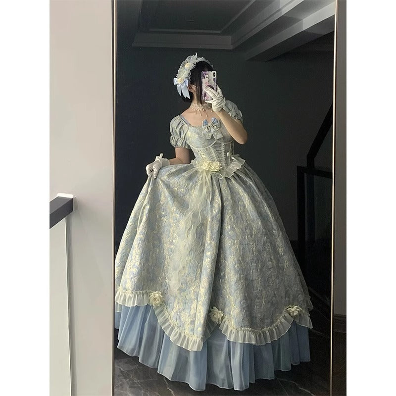 Blue Princess Dress Dress Lolita Dress Female Adult Ceremony Lolita Heavy Industry Trailing Pettiskirt Female Fashion