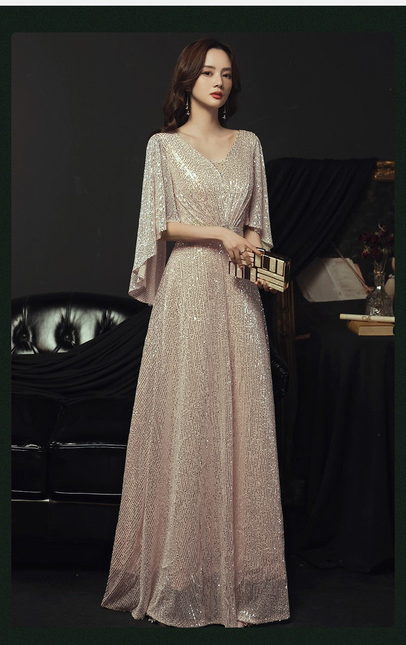 Banquet Evening Dress 2023 New Spring Elegant Golden Socialite Dress Long Host Annual Meeting Dinner Dress