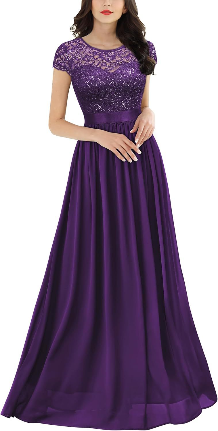 Cross-Border Amazon Fashion Banquet Dress Elegant European and American Bridesmaid Dress Wedding V-neck Short Lace Chiffon Dress