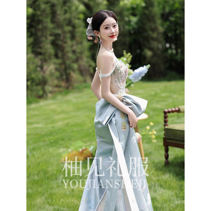 New Chinese Style Morning Gowns Women's 2024 New High-Grade Wedding Toast Clothing Light Luxury Minority Bride Engagement Formal Dress Summer