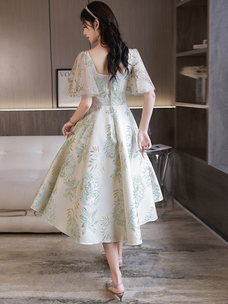 Daily Wearable French Suit 2024 New Summer Floral Bridesmaid Dress Dress Small Banquet Evening Dress