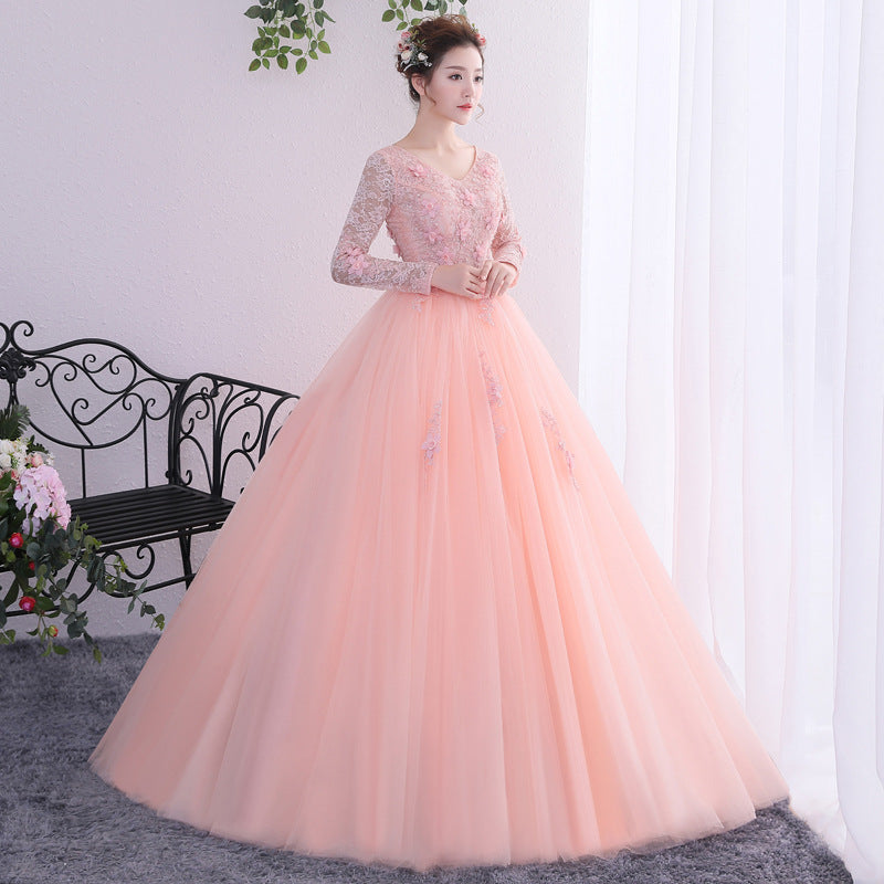 Annual Party Evening Dress 2024 New Studio Shooting Student Vocal Music Art Test Performance Clothes Long Sleeve Elegant Bubble Dress Female