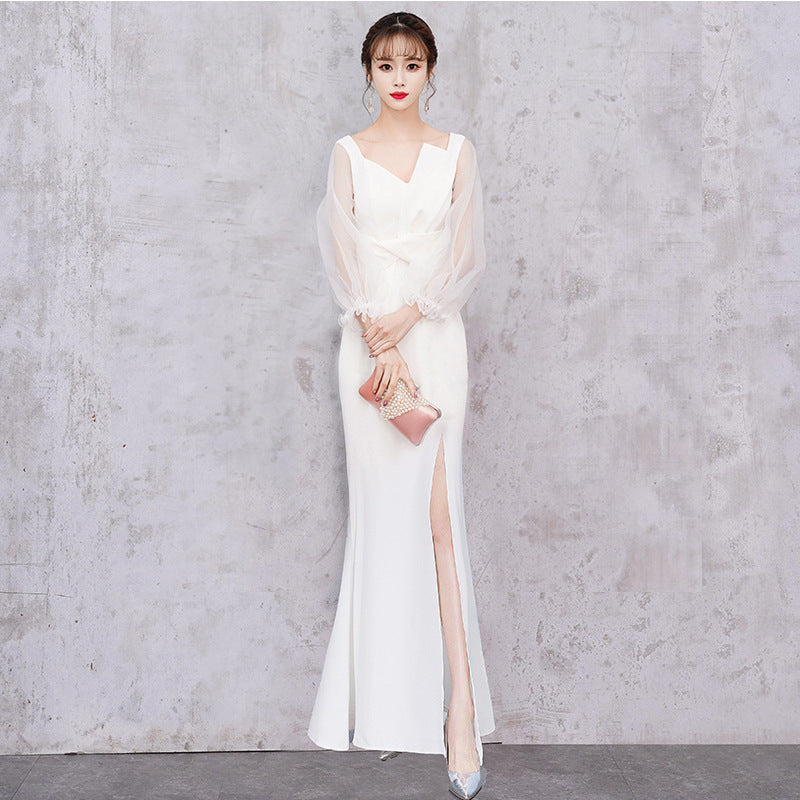 Banquet Evening Dress Female 2023 New Style White Fairy Student Dress Daily Style Temperament Dress Slimming