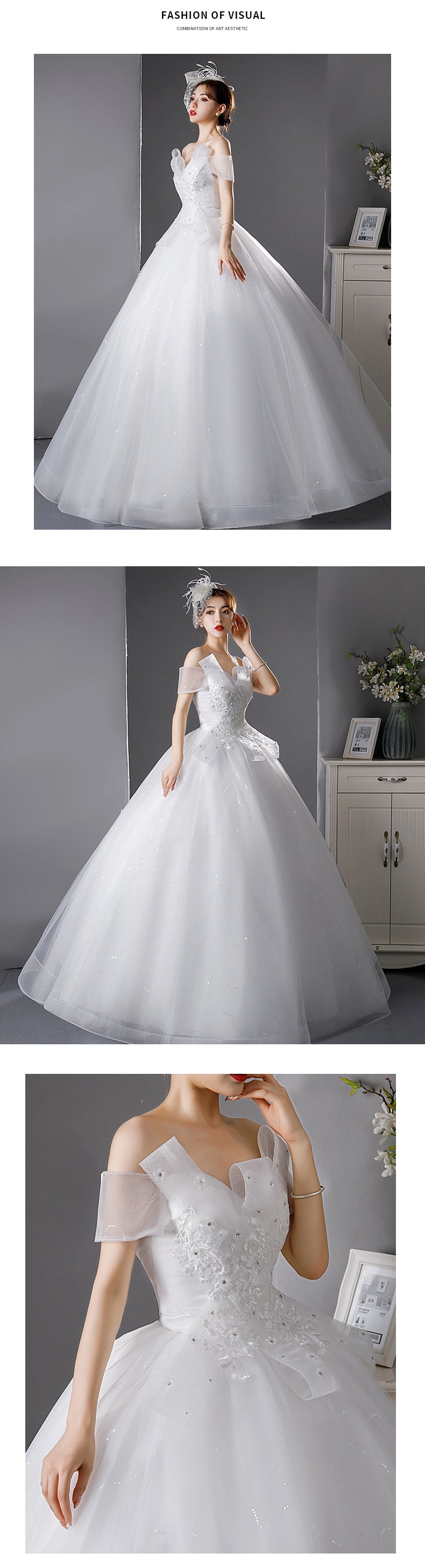 Light Wedding Dress 2024 New Bridal Mori Elegant off-Shoulder French Super Fairy Dream Slimming High Waist Wedding Dress for Pregnant Women